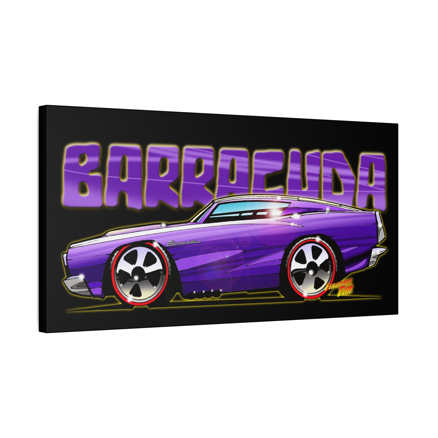 PLYMOUTH BARRACUDA Fireball Art Canvas Wall Print