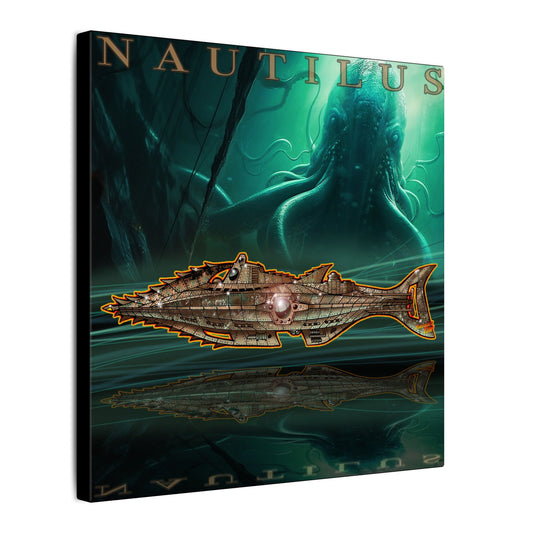 20,000 LEAGUES NAUTILUS SUBMARINE Fireball Art Canvas Print - 12x12
