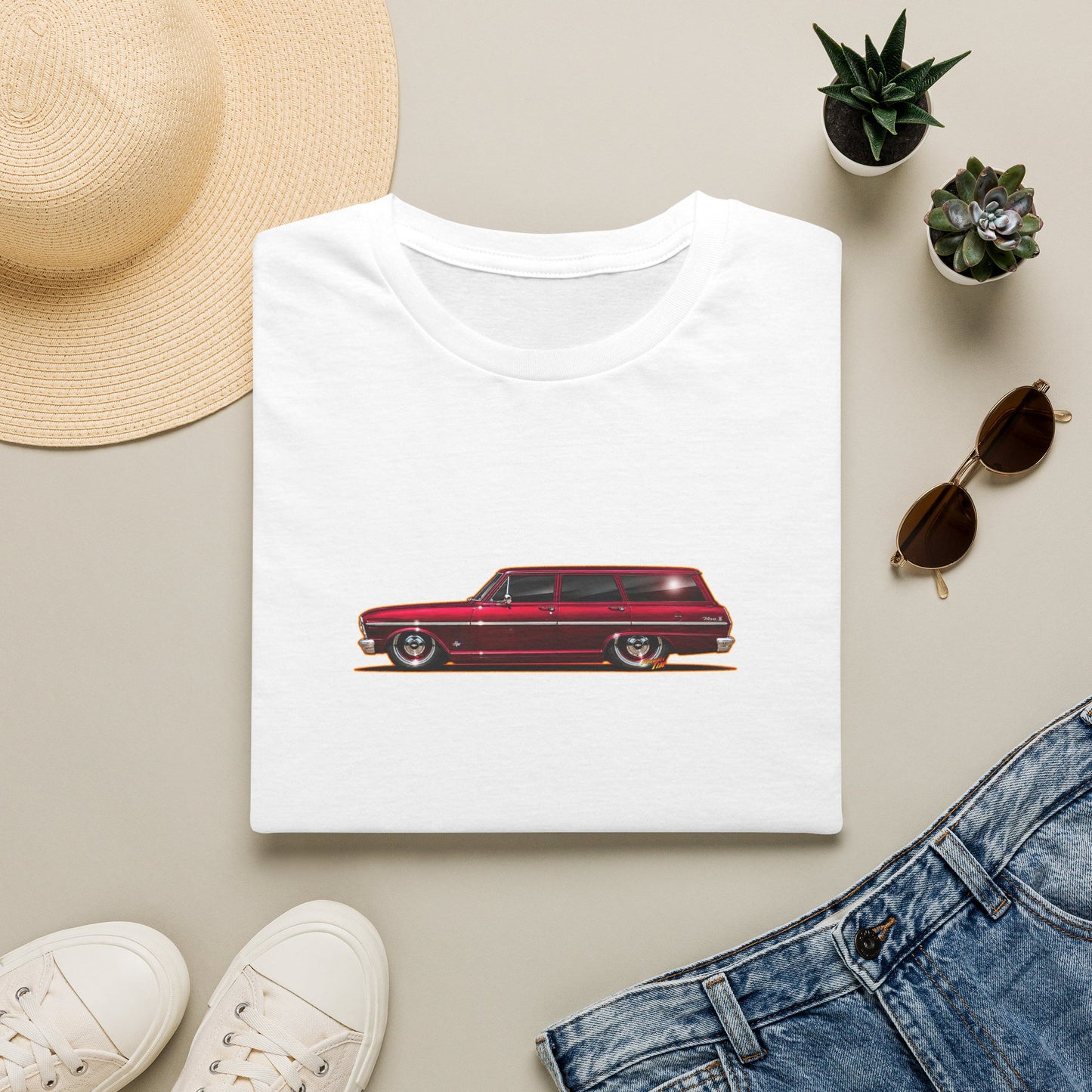 CHEVY NOVA WAGON 1965 Collectible Fireball Art Tee Shirt