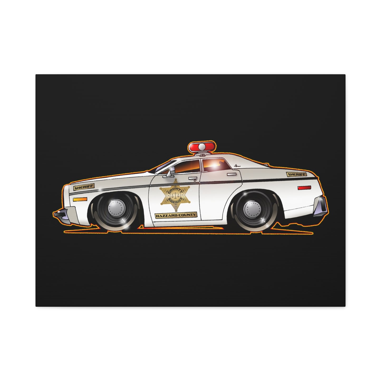 DUKES OF HAZZARD SHERIFF POLICE CAR Fireball Art Canvas Print