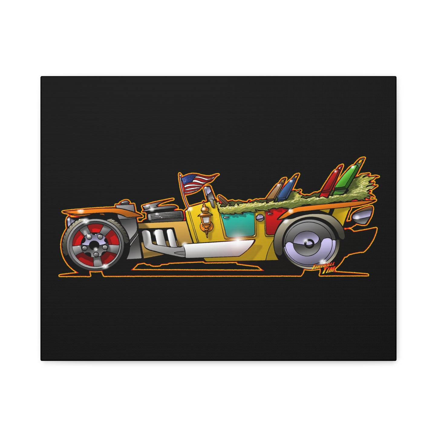 MONGREL T HOT ROD Elvis Easy Come Easy Go Fireball Canvas Art Wall Print