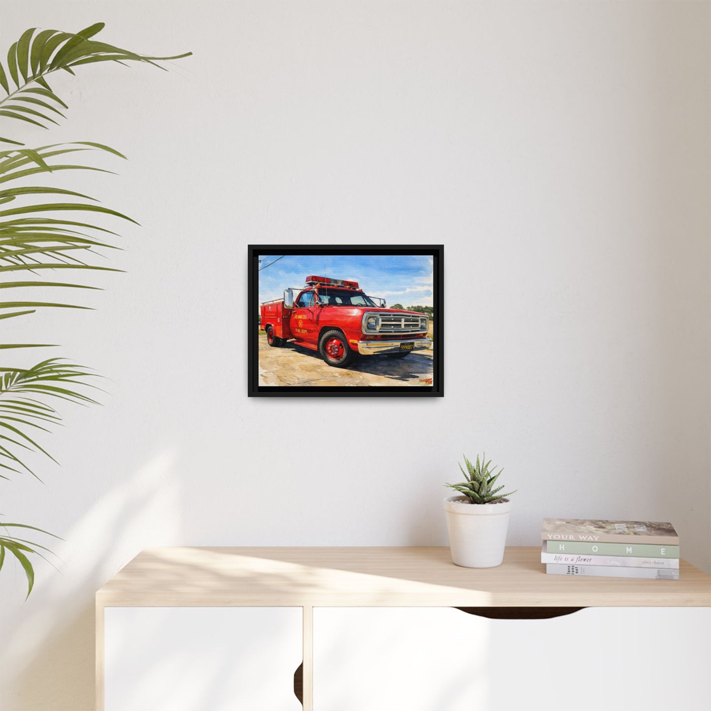 EMERGENCY SQUAD 51 WATERCOLOR PAINTING Fireball TV Car Canvas Print - Framed | Wall Art 24x18