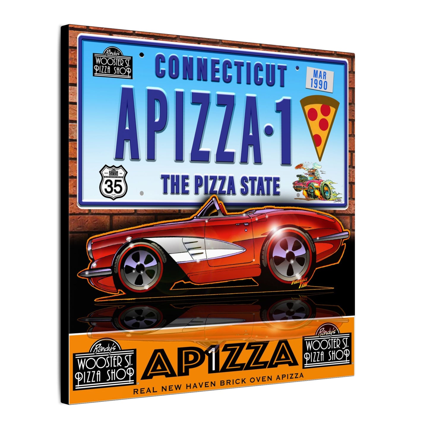 CORVETTE 1958 APIZZA 1 Fireball Art Canvas Print