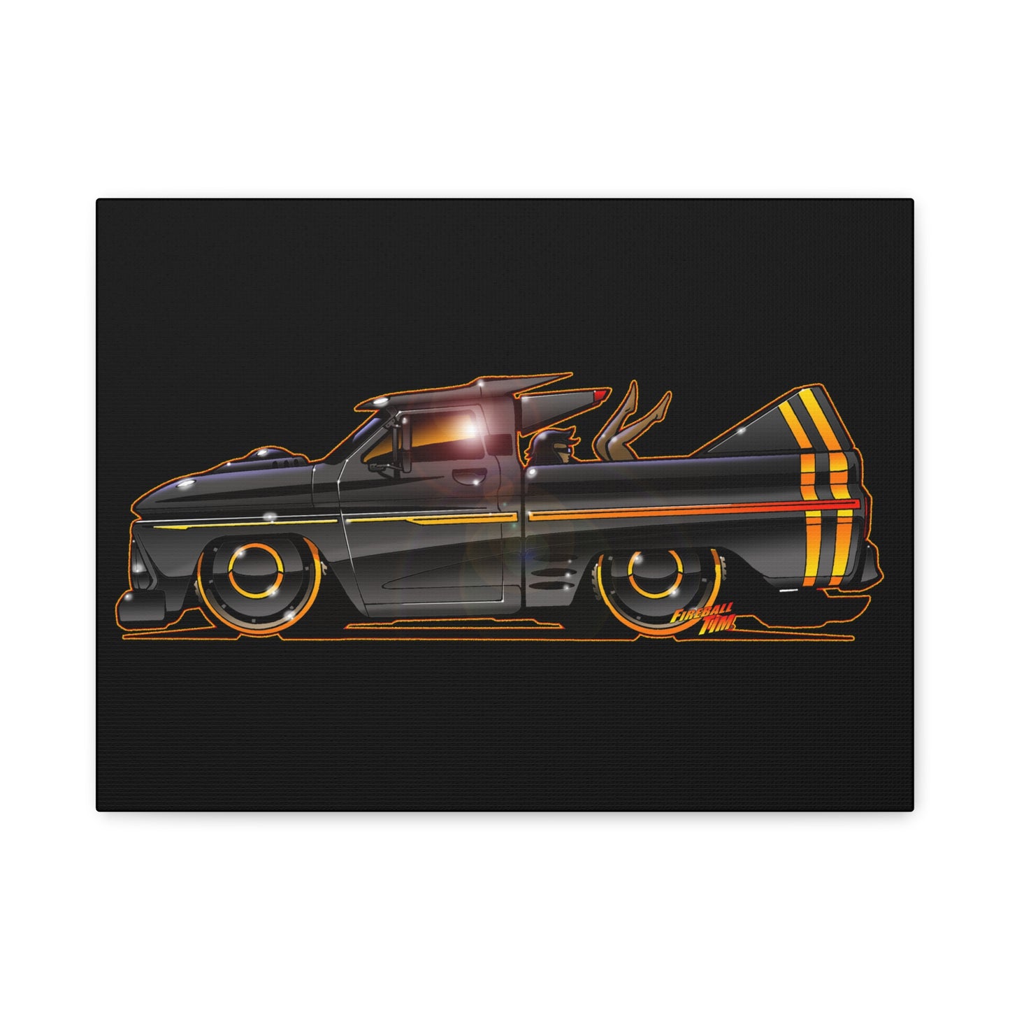 CHEVROLET C10 1960 Stinger Pickup Truck Fireball Art Canvas Print