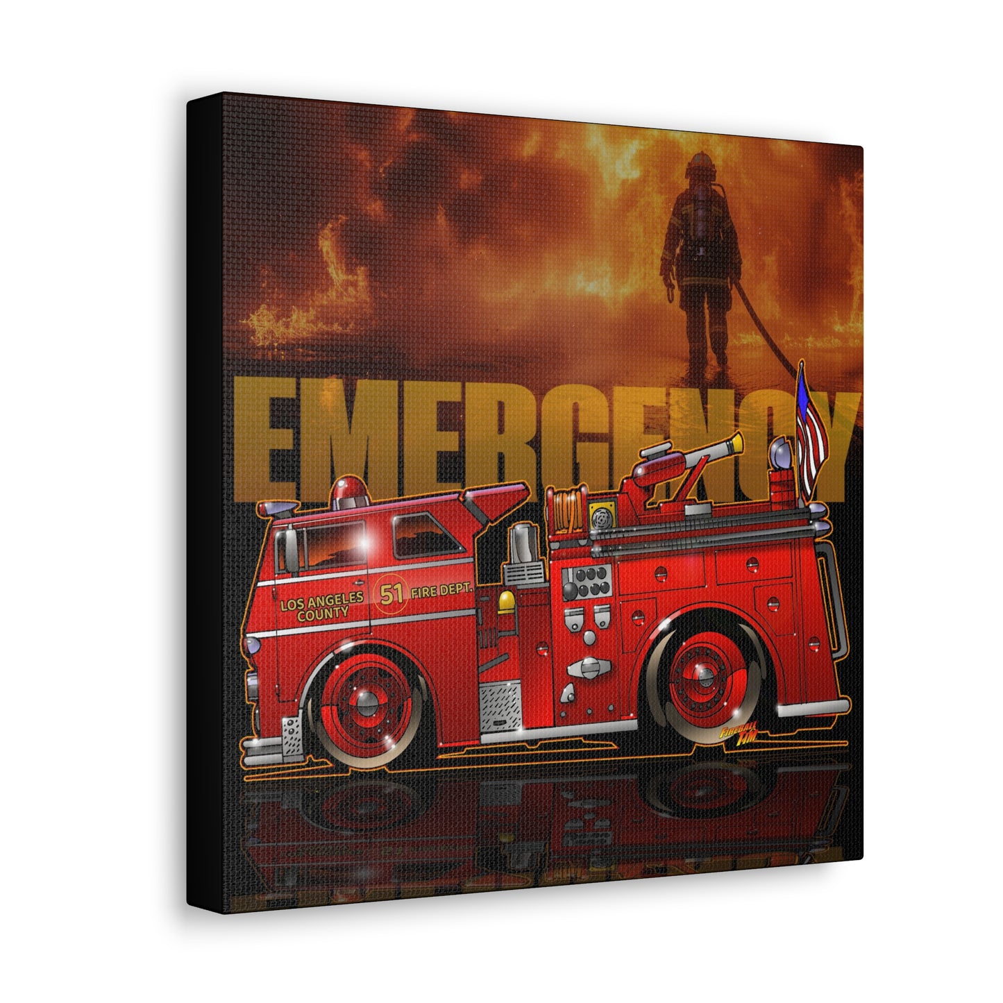 EMERGENCY ENGINE 51 MASTERPRINT Fire Engine Concept Art Canvas Print 3 Sizes