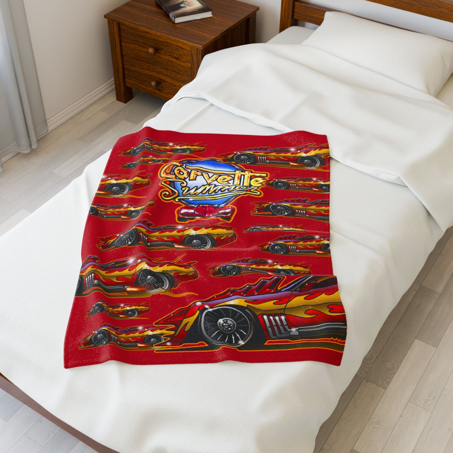 CORVETTE SUMMER Movie Car Art Velveteen Plush Cozy Blanket - 3 Sizes