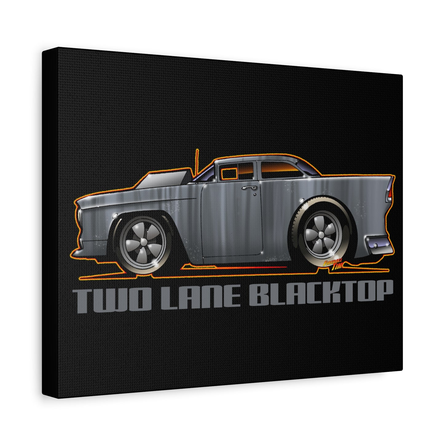 TWO LANE BLACKTOP 1955 CHEVY Fireball Art Canvas Print - 11x14