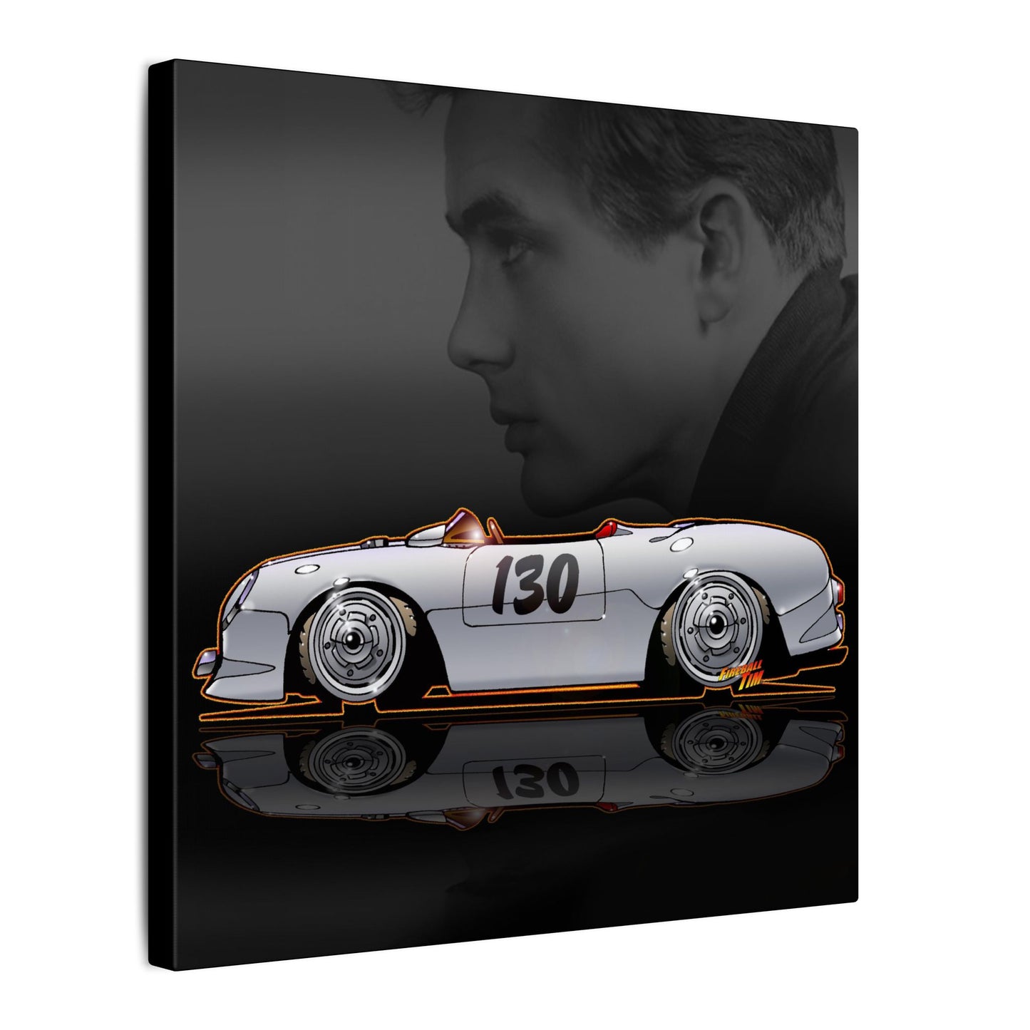 JAMES DEAN PORSCHE 550 Spyder Lil' Bastard Fireball Art Canvas Print