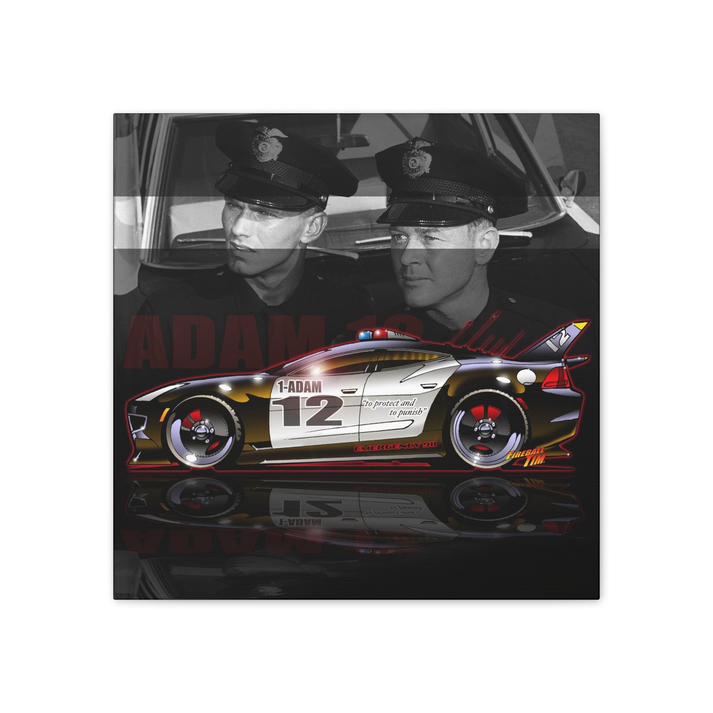 ADAM 12 FISKER KARMA Police Car Canvas Art Print - 2 Sizes