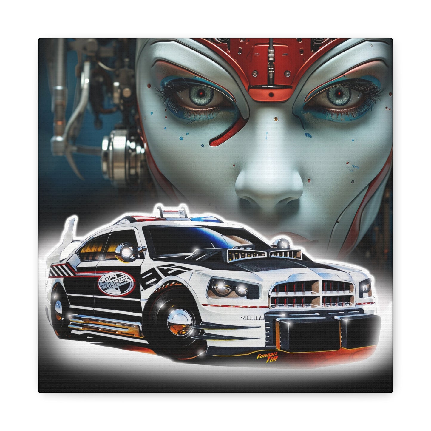 Chrysler 300 CYBERPUNK POLICE CAR Concept Art Print 12x12