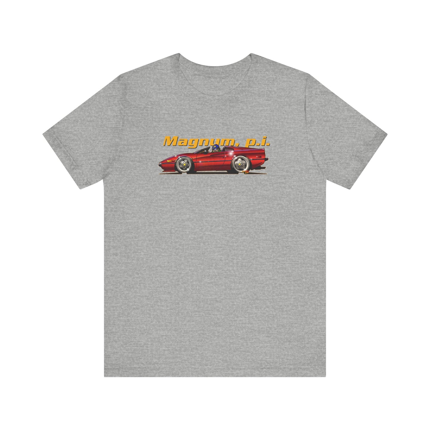 MAGNUM PI FERRARI 308 GTS Unisex Jersey Fireball Art Tee Shirt - Multiple Colors