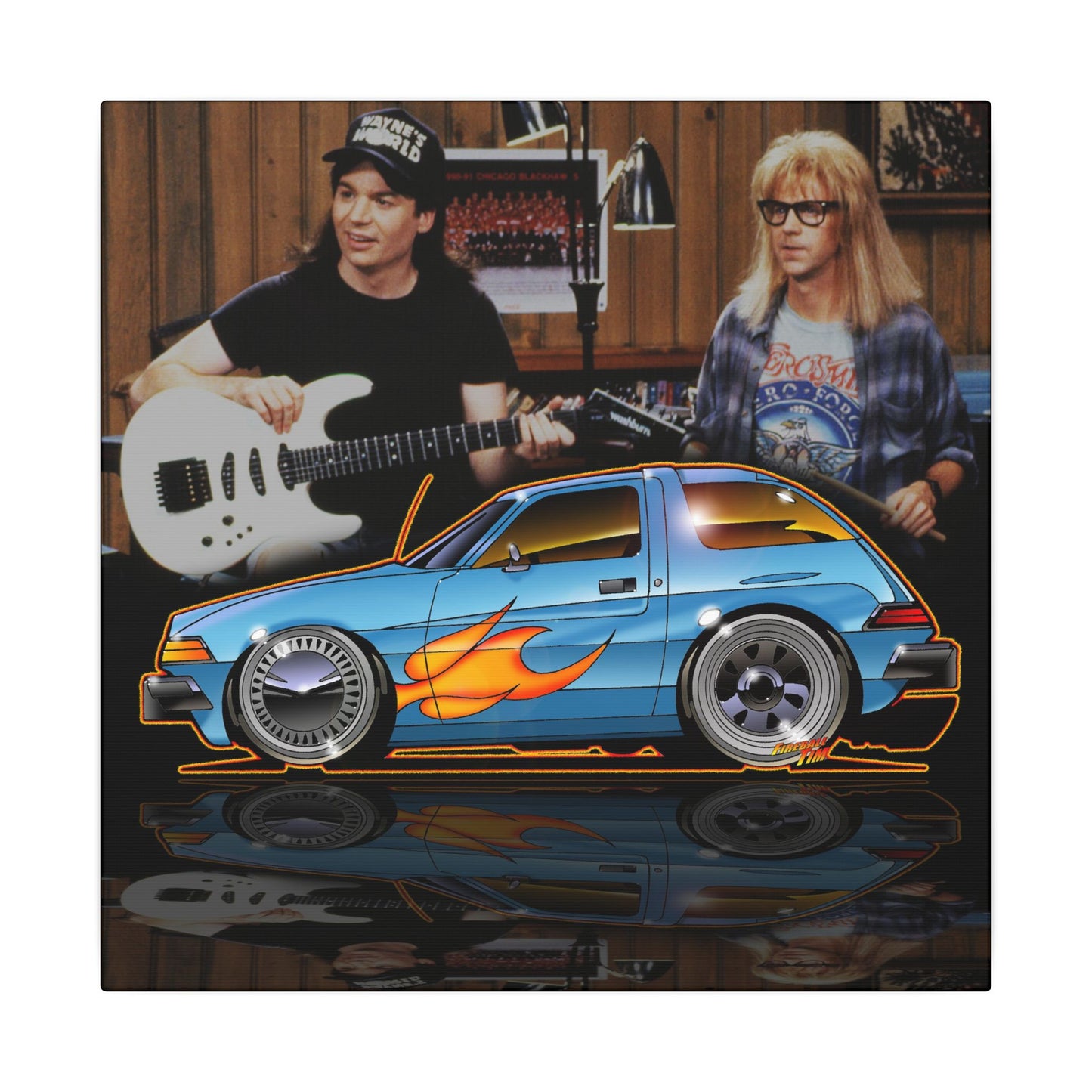 Copy of WAYNE'S WORLD AMC PACER Movie Car Fireball Art Canvas Print - 12x12