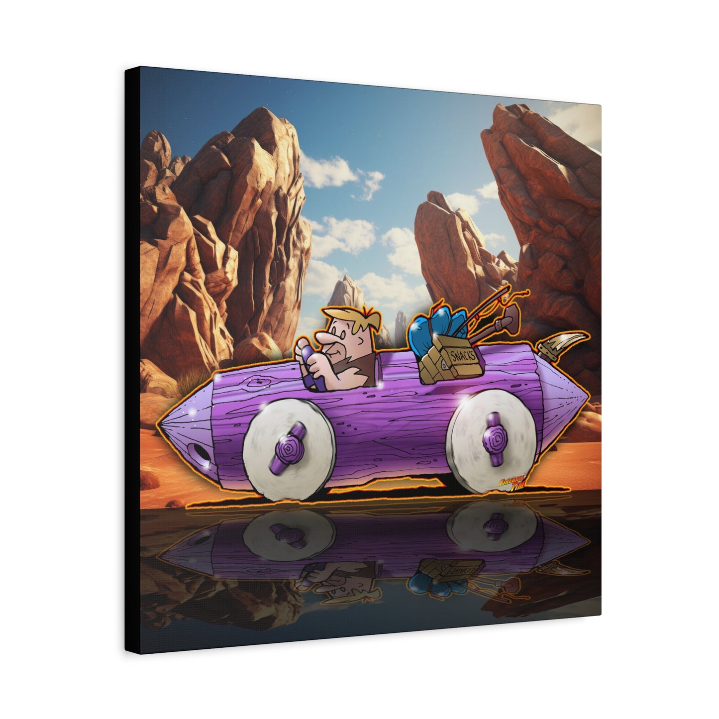 FLINSTONES BARNEY RUBBLE Fireball Art Canvas Wall Print - Multiple Sizes
