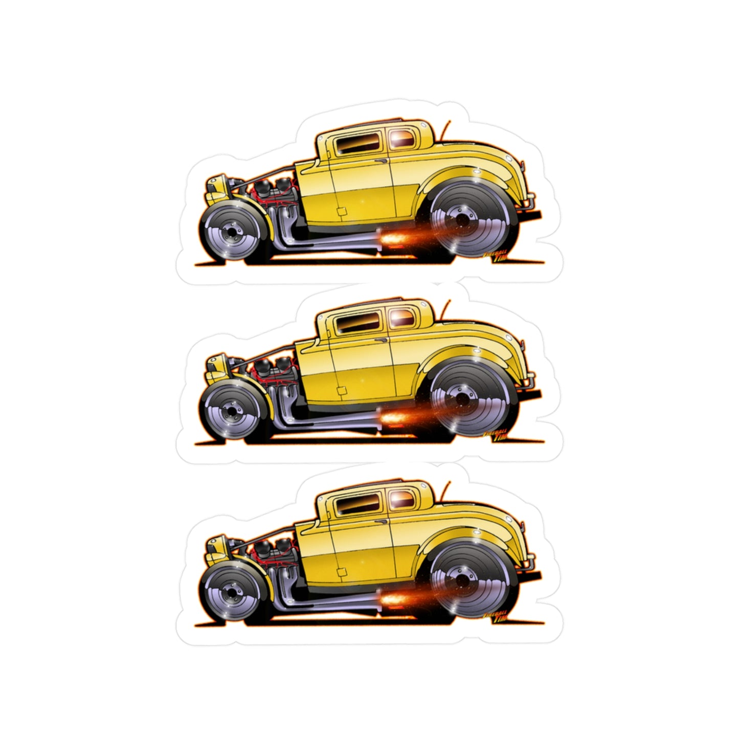 AMERICAN GRAFFITI '32 HOT ROD Movie Car Fireball Art Decal Sticker - 4 Sizes