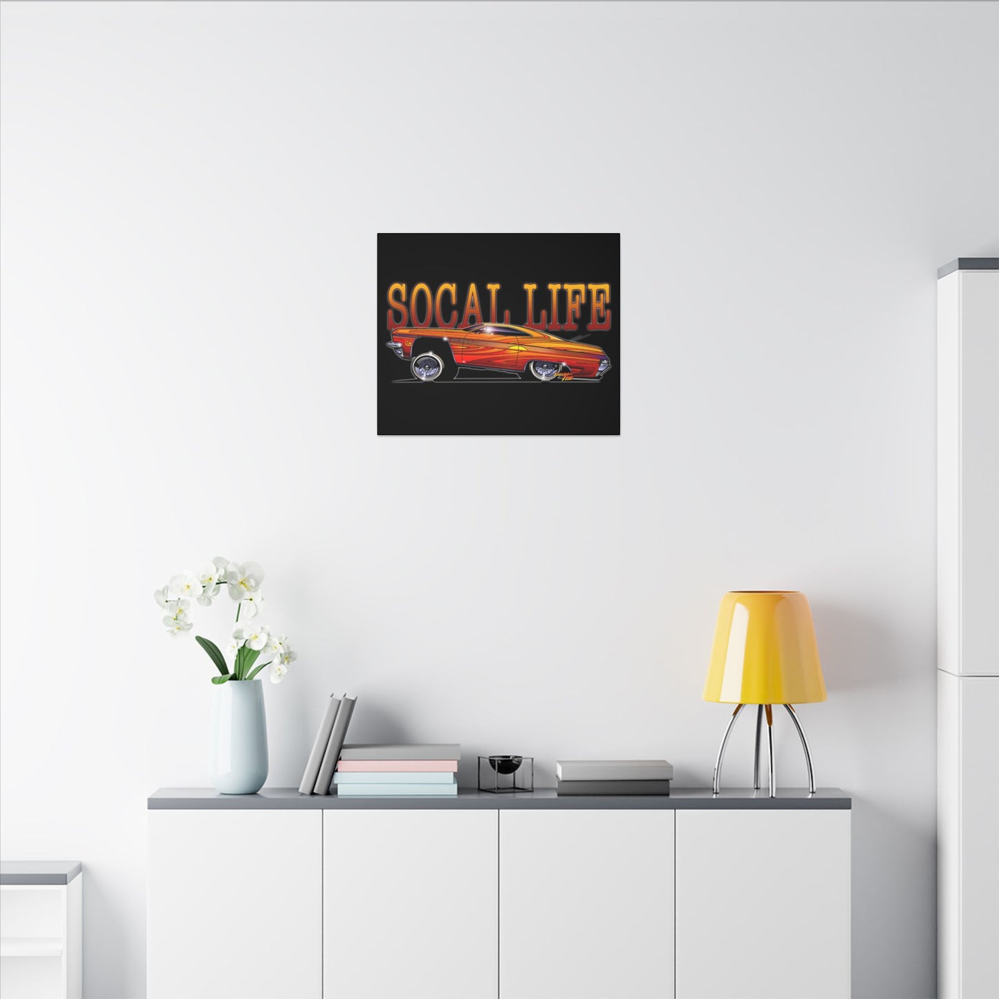 CHEVY IMPALA LOWRIDER Fireball Art Canvas Print