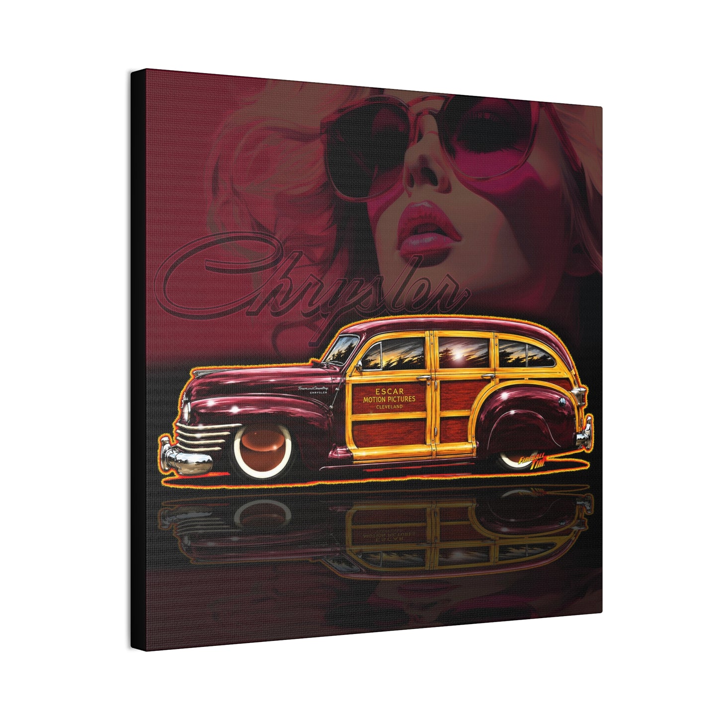 CHRYSLER TOWN & COUNTRY 1942 Collectible Fireball Art Canvas Stretched Print
