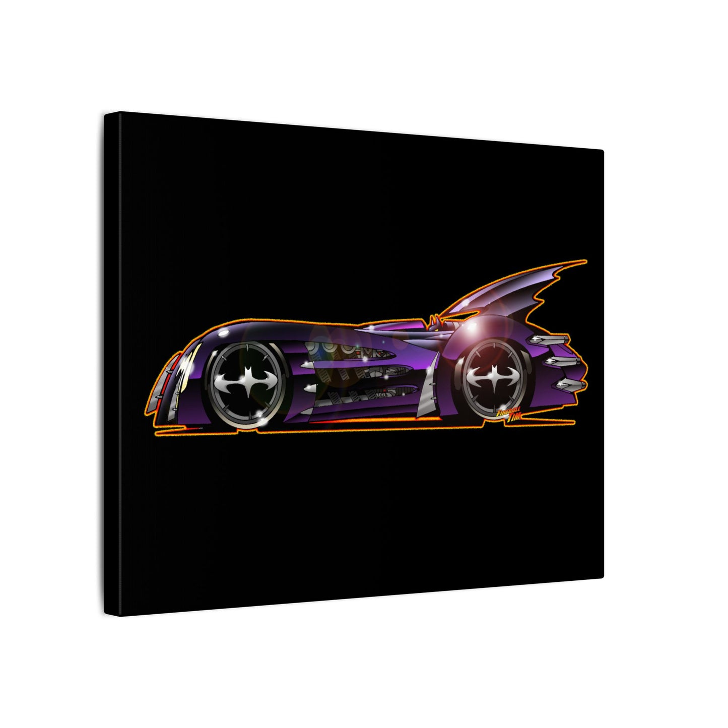 BATMAN & ROBIN 1997 BATMOBILE Movie Car Fireball Art Canvas Print - 11x14