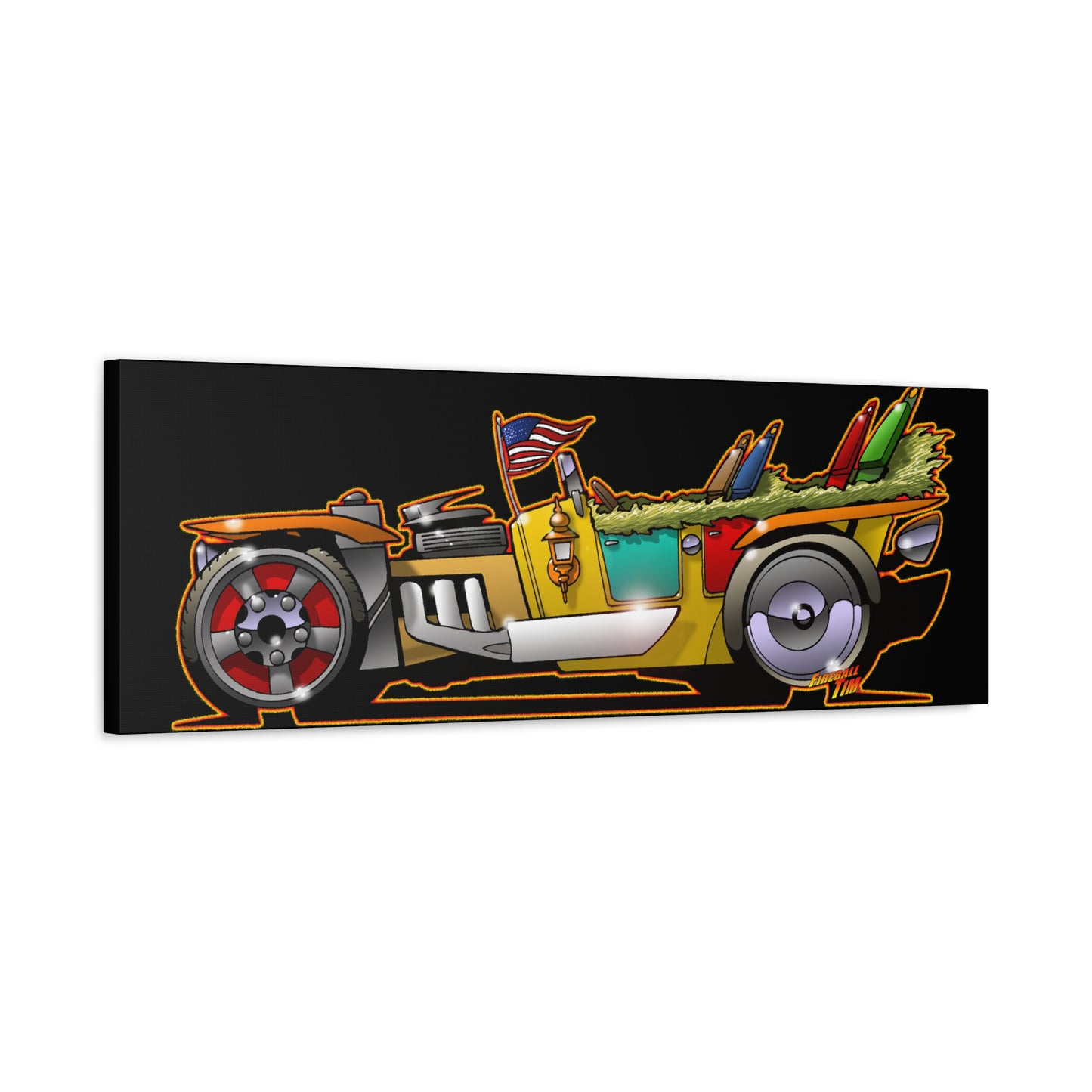MONGREL T HOT ROD Elvis Easy Come Easy Go Fireball Canvas Art Wall Print