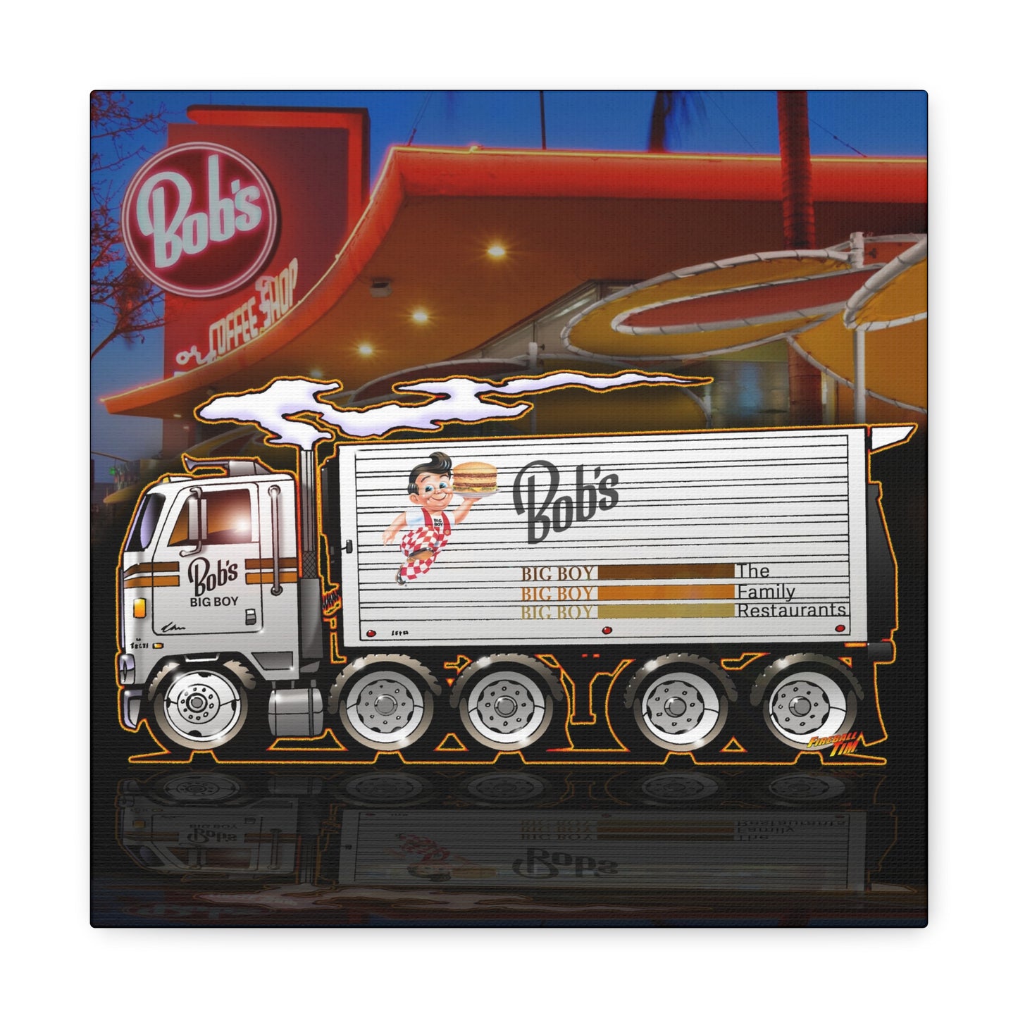 BOB'S BIG BOY Semi Tractor Trailer Truck Collectible Canvas Wall Print MASTERPRINT 2 Sizes