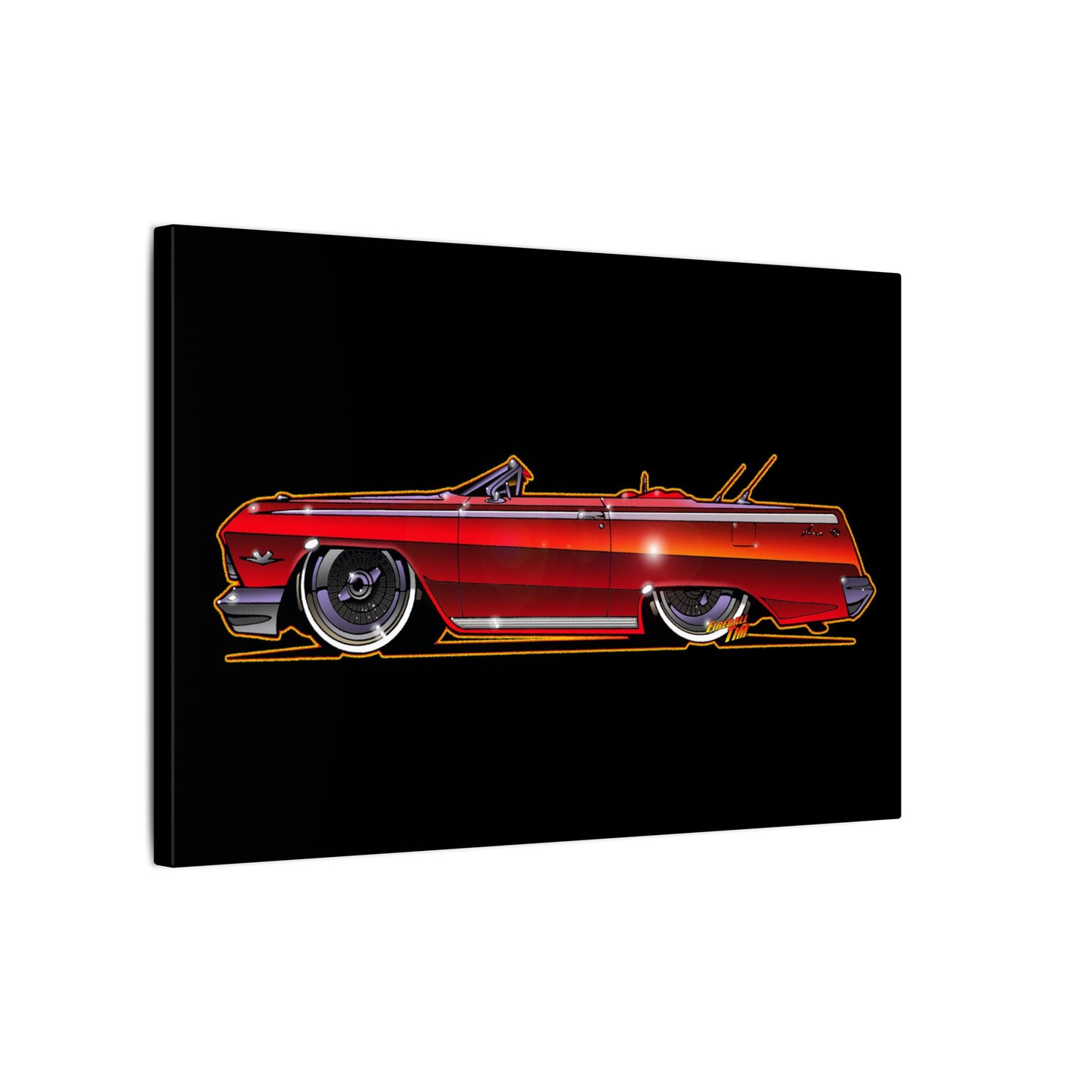 CHEVY IMPALA LOWRIDER Fireball Art Canvas Print