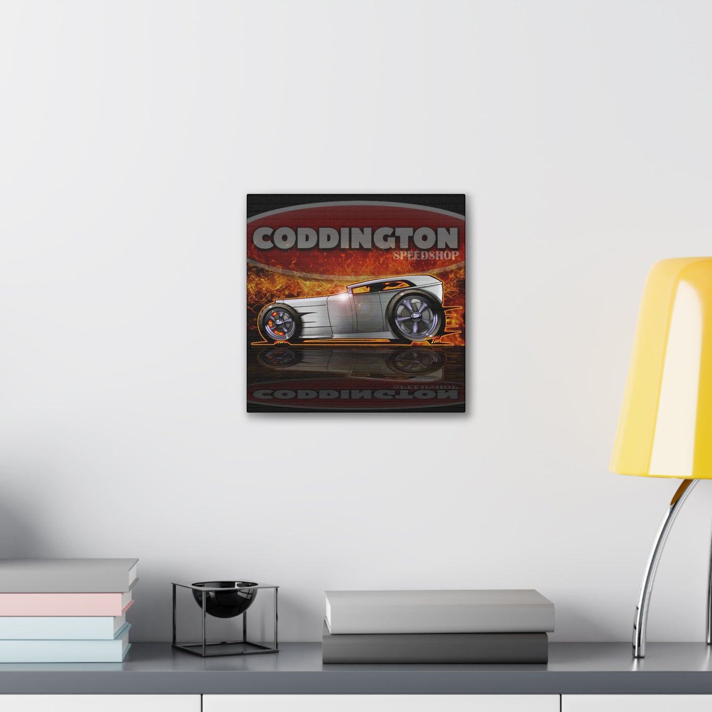 CODDINGTON SPEEDSHOP ALUMA TUB Vintage Custom Hot Rod Canvas Art Print - 12X12