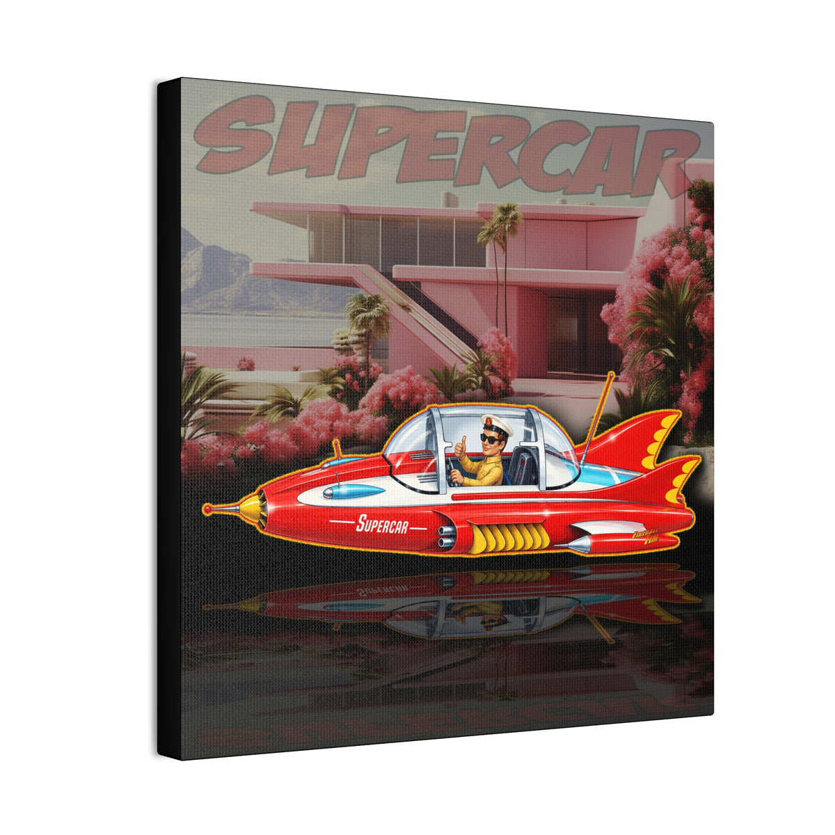 SUPERCAR Gerry Anderson 60's TV Flying Car Collectible Fireball Art Canvas Stretched Print