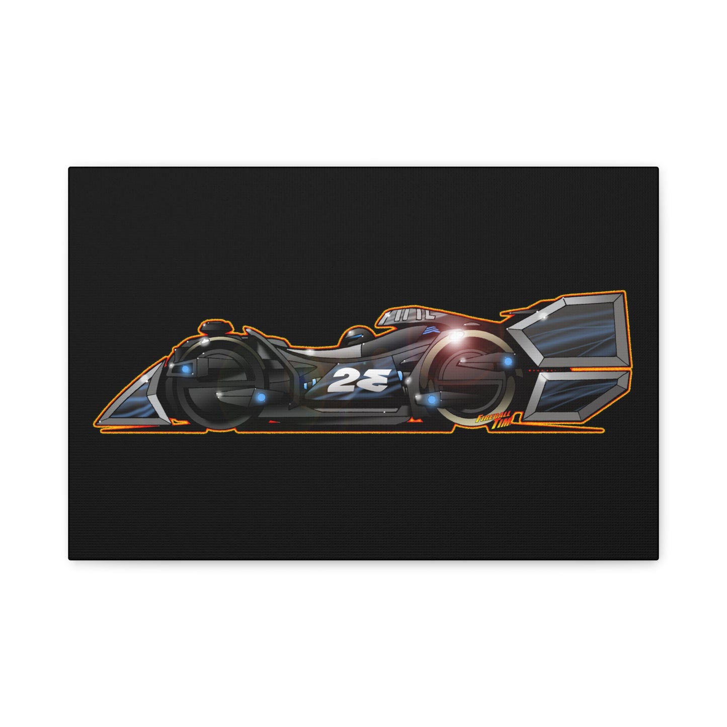 SPEED RACER GRAY GHOST Race Car Fireball Art Canvas Print