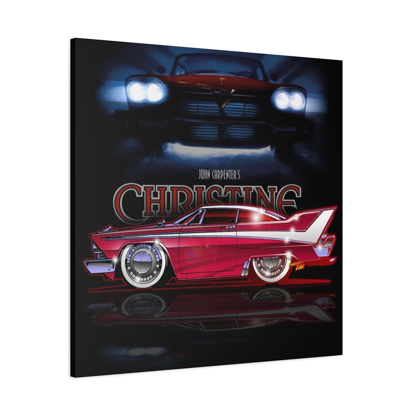 CHRISTINE 1958 Plymouth Fury Movie Car Fireball Art Canvas Print
