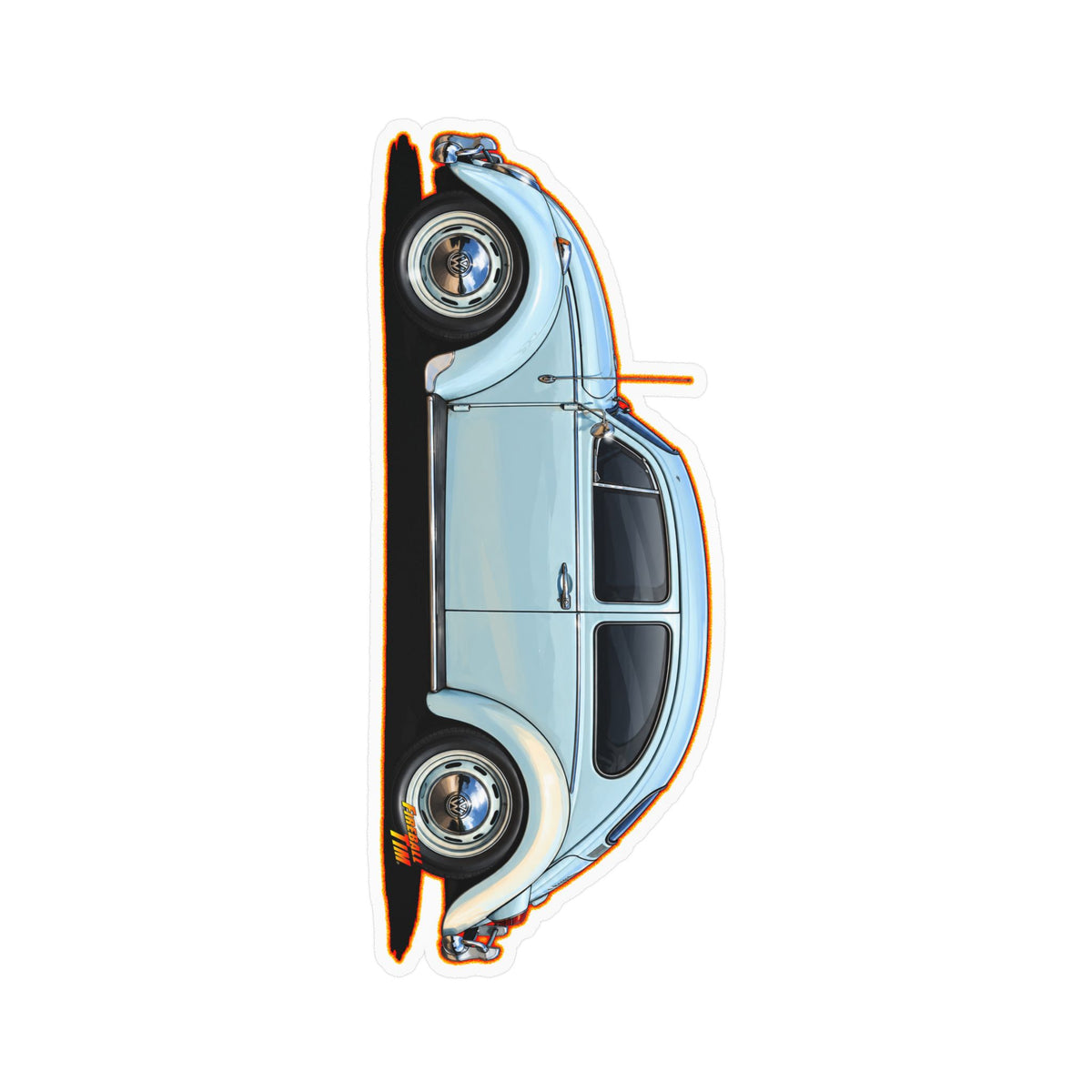 CLASSIC VOLKSWAGEN VW Bug Collectible Fireball Art Stickers in 4 Sizes