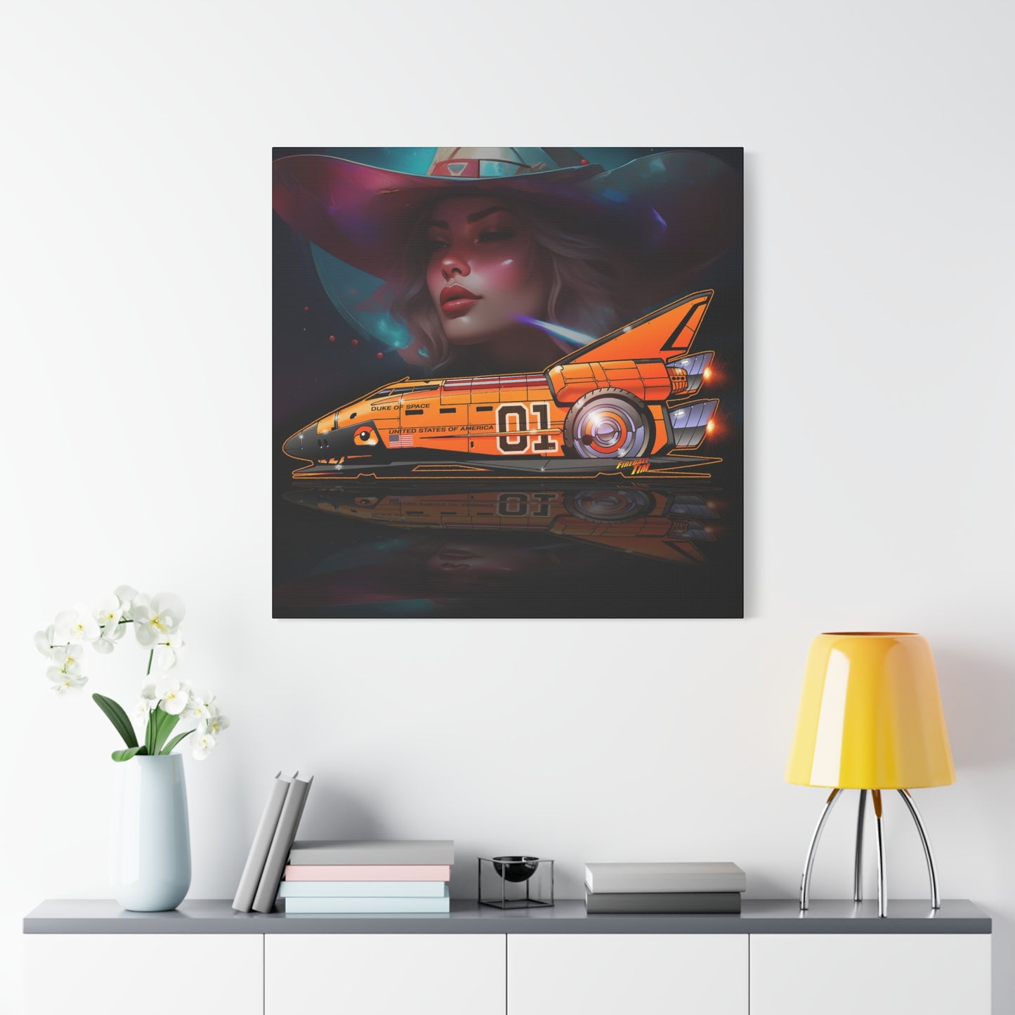 DUKE OF SPACE Dukes of Hazzard Space Shuttle Canvas Art Wall Print