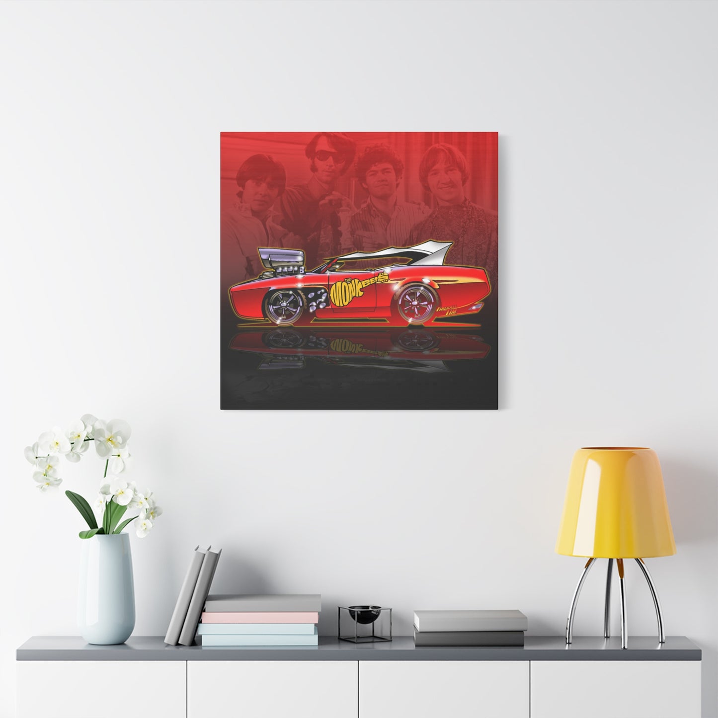 THE MONKEES Monkeemobile Fireball Canvas Art Wall Print