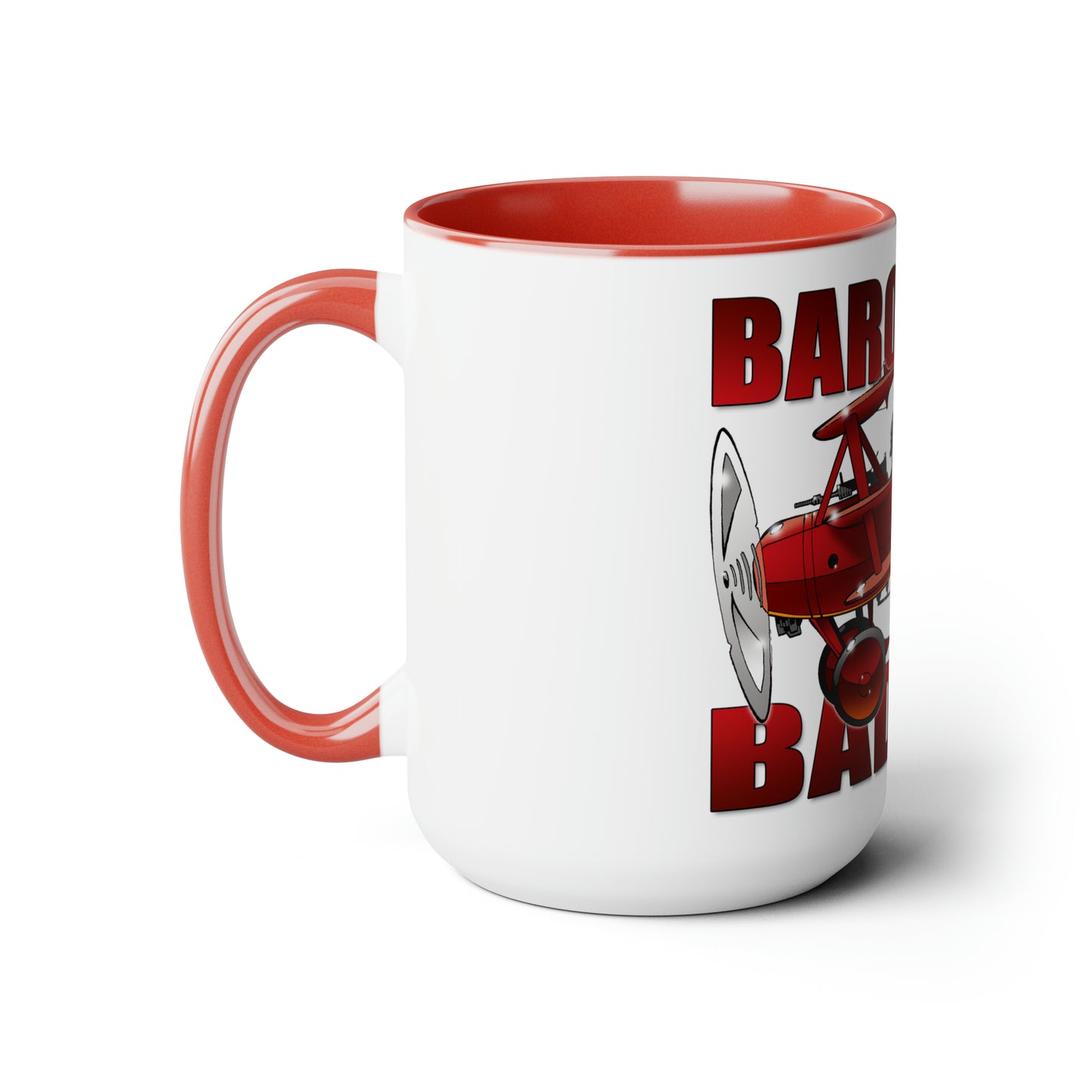 BARON VON BADASS Red Baron Airplane Coffee Mug 15oz