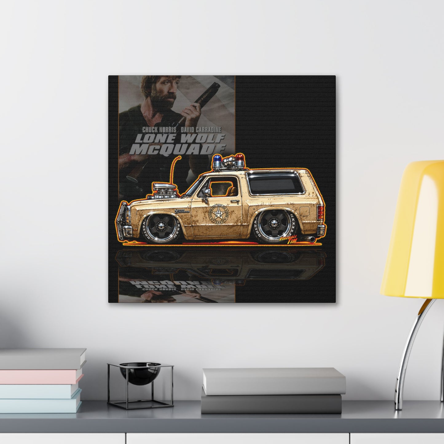 LONE WOLF MCWADE 1983 Dodge Ramcharger Collectible Art Canvas Stretched Print