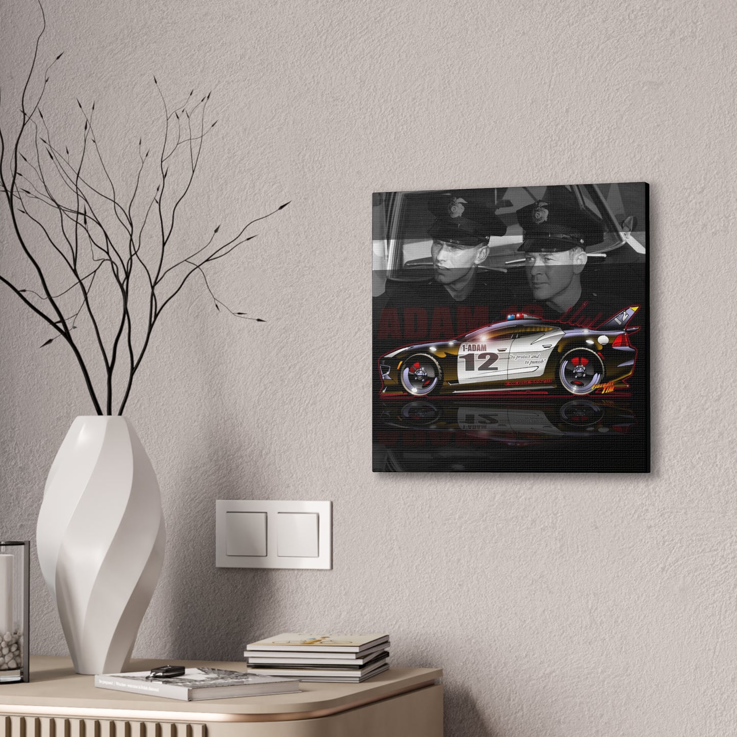 ADAM 12 FISKER KARMA Police Car Canvas Art Print - 2 Sizes
