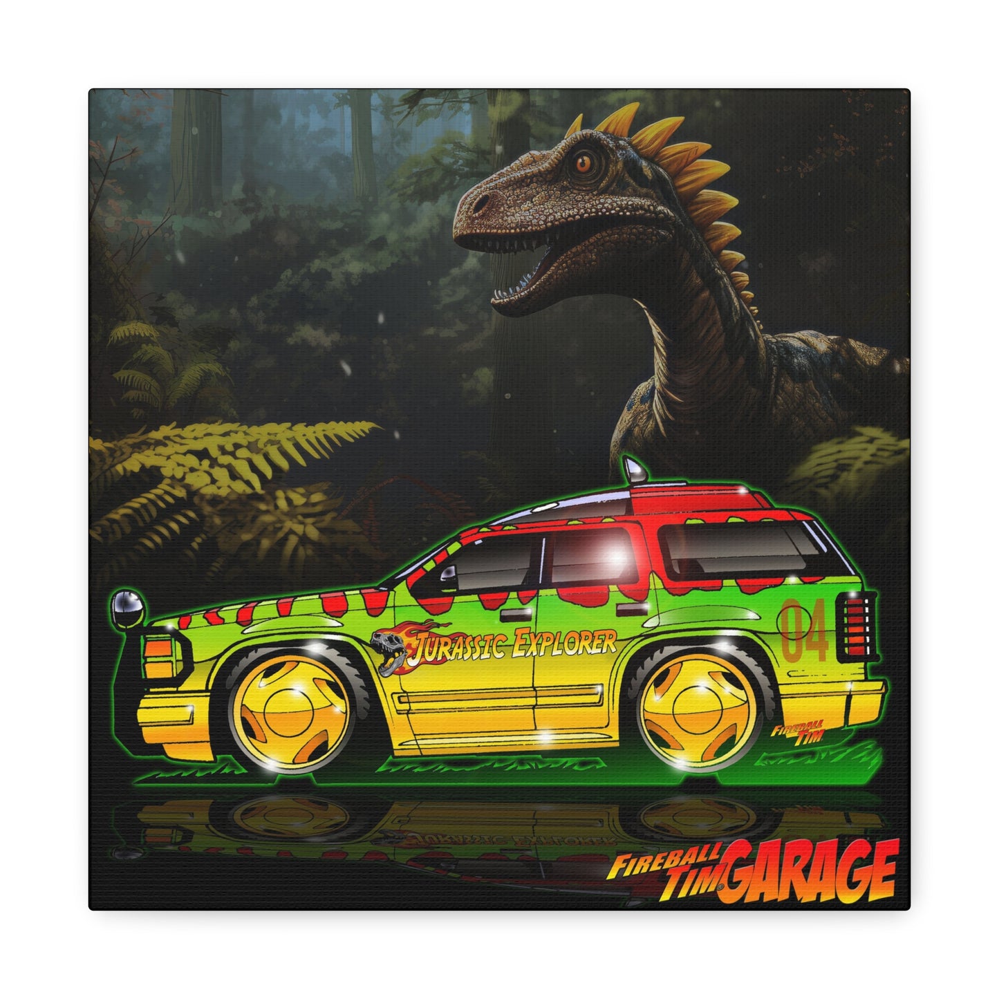 JURASSIC PARK Ford Explorer Concept Art Canvas Print Ver2 12x12