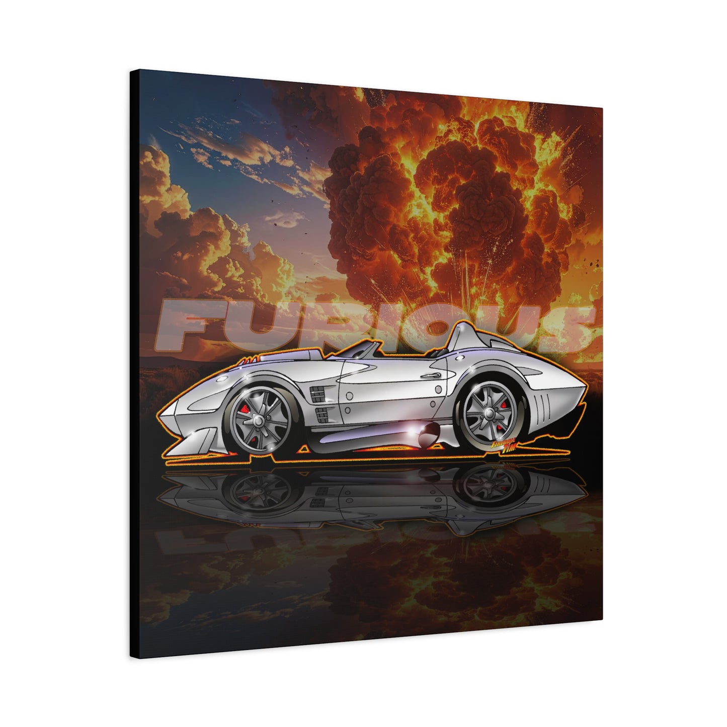 FAST AND FURIOUS Grand Sport Stingray Corvette Fireball Art Canvas Print