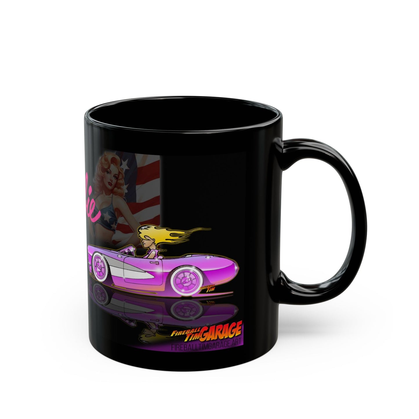 BARBIE CORVETTE Concept Art Black Coffee Mug 11oz