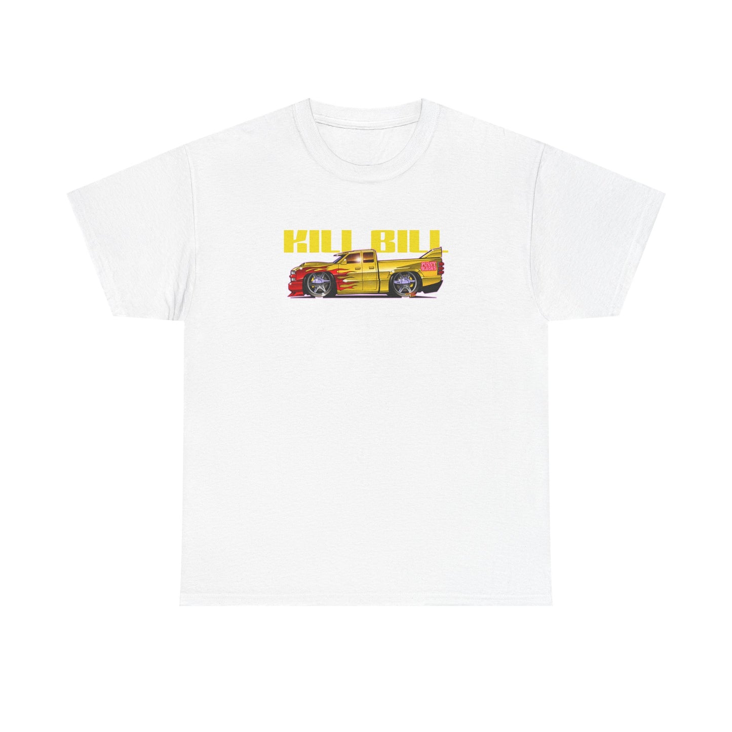 KILL BILL PUSSY WAGON Chevy Pickup Truck Fireball Art Tee Shirt - Multiple Sizes