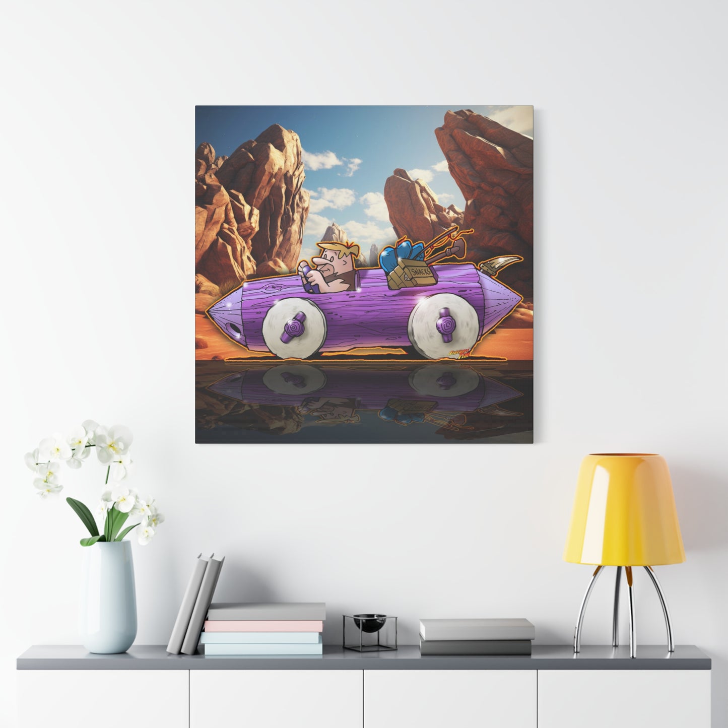 FLINSTONES BARNEY RUBBLE Fireball Art Canvas Wall Print - Multiple Sizes