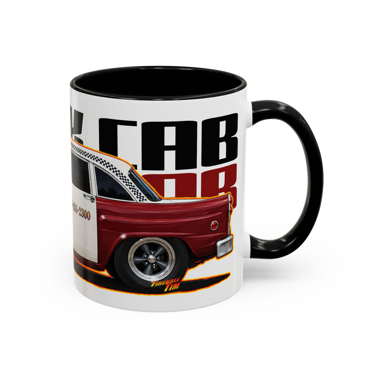 NATICK CHECKER CAB Collectible Fireball Art Coffee Mug - 2 Sizes