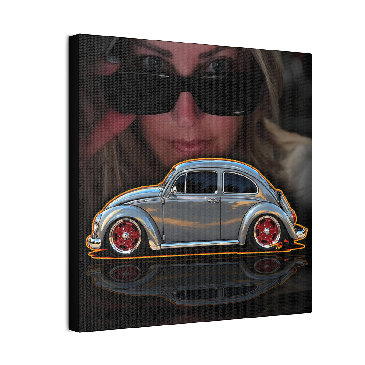 KUSTOM 1964 VW BUG Collectible Fireball Art Canvas Stretched Print