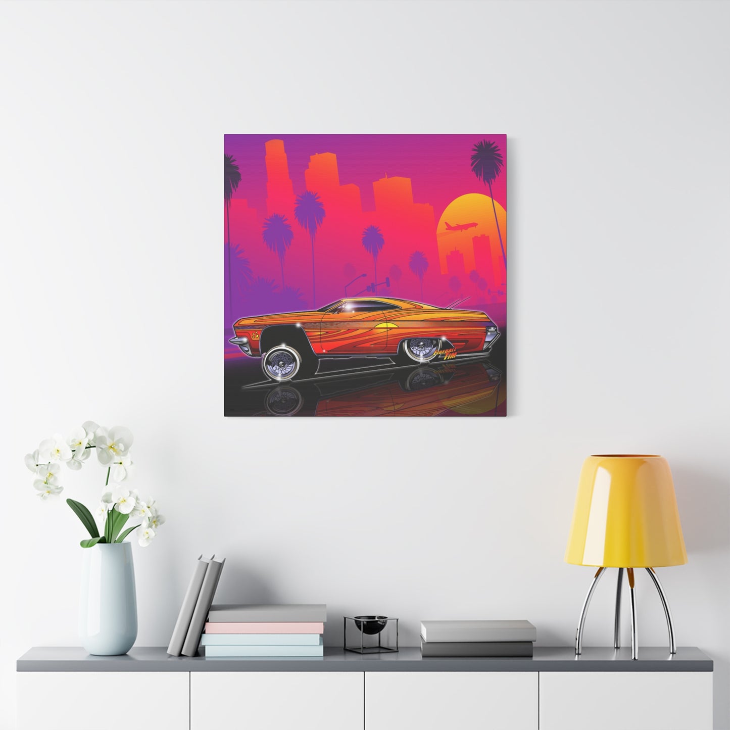 CHEVY IMPALA LOWRIDER Collectible Fireball Art Canvas Print