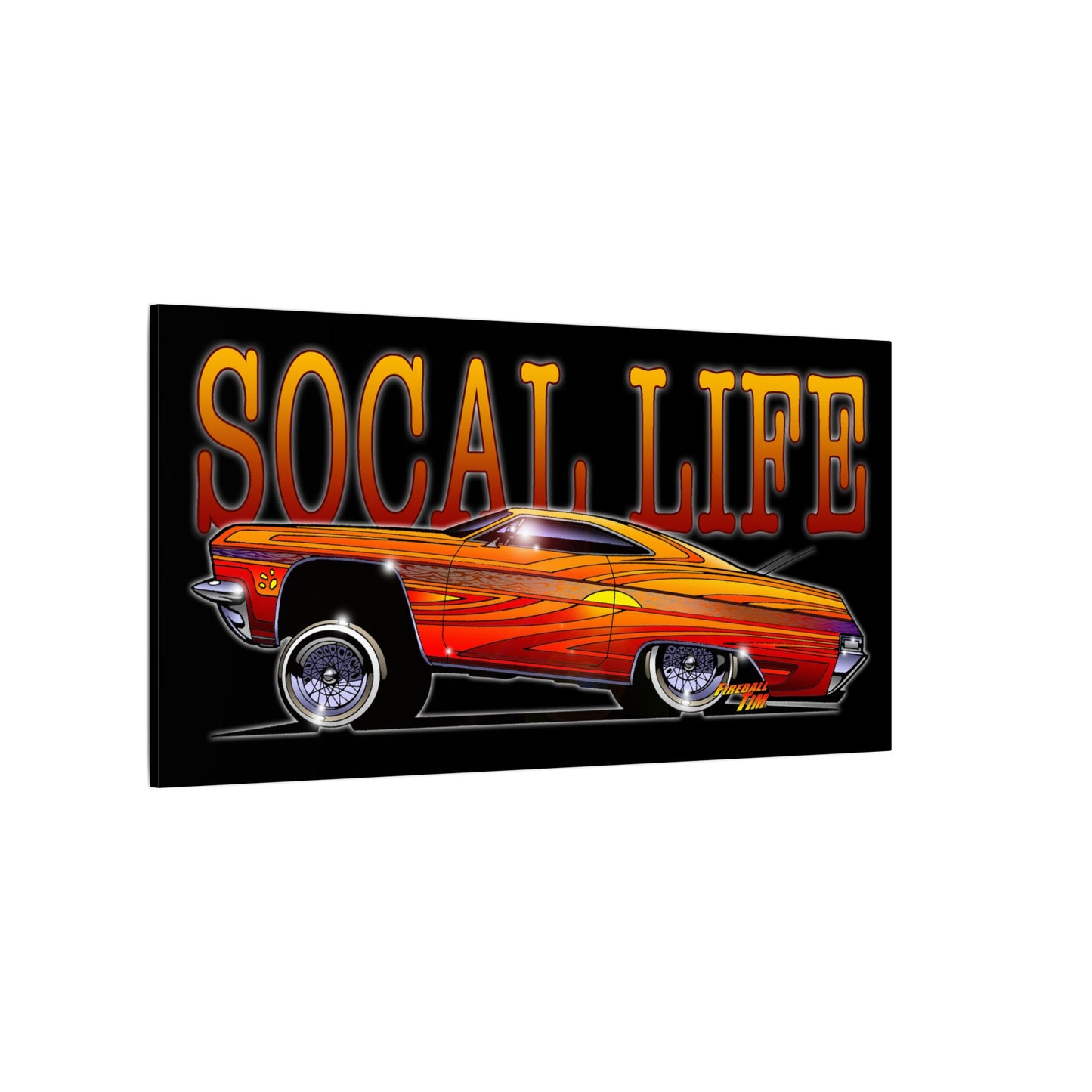 CHEVY IMPALA LOWRIDER Fireball Art Canvas Print