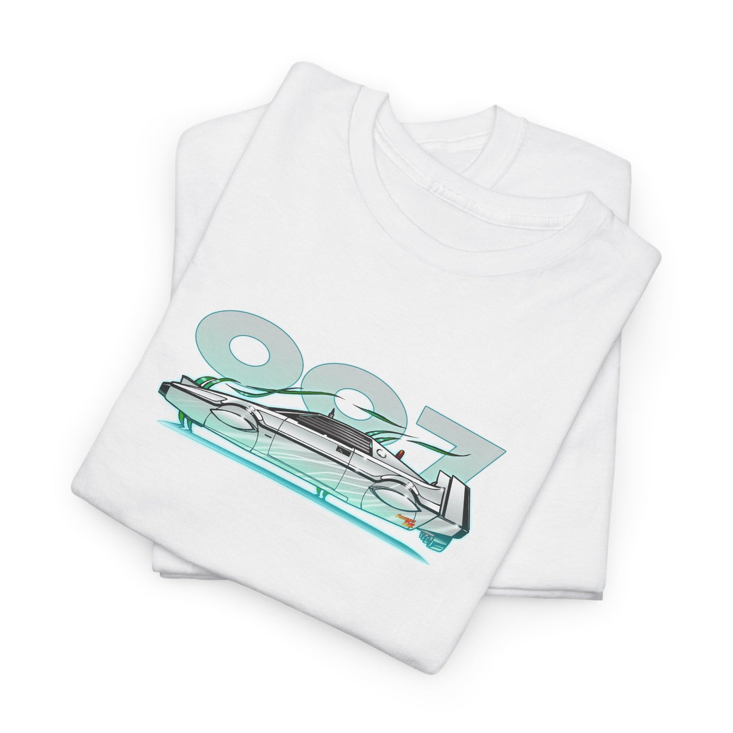 James Bond 007 LOTUS SUBMARINE Movie Car Fireball Art Heavy Cotton Tee - 12 Colors