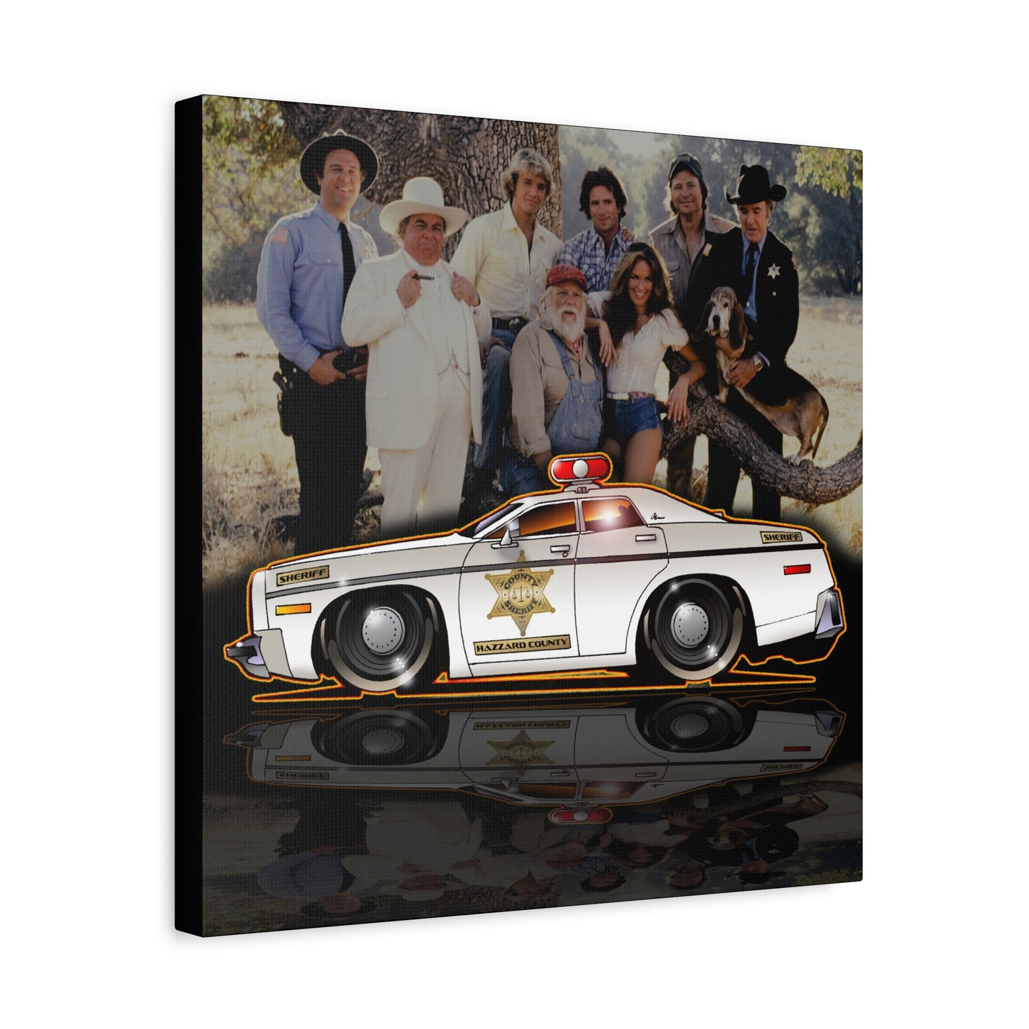 DUKES OF HAZZARD SHERIFF POLICE CAR Collectible Fireball Art Canvas Print
