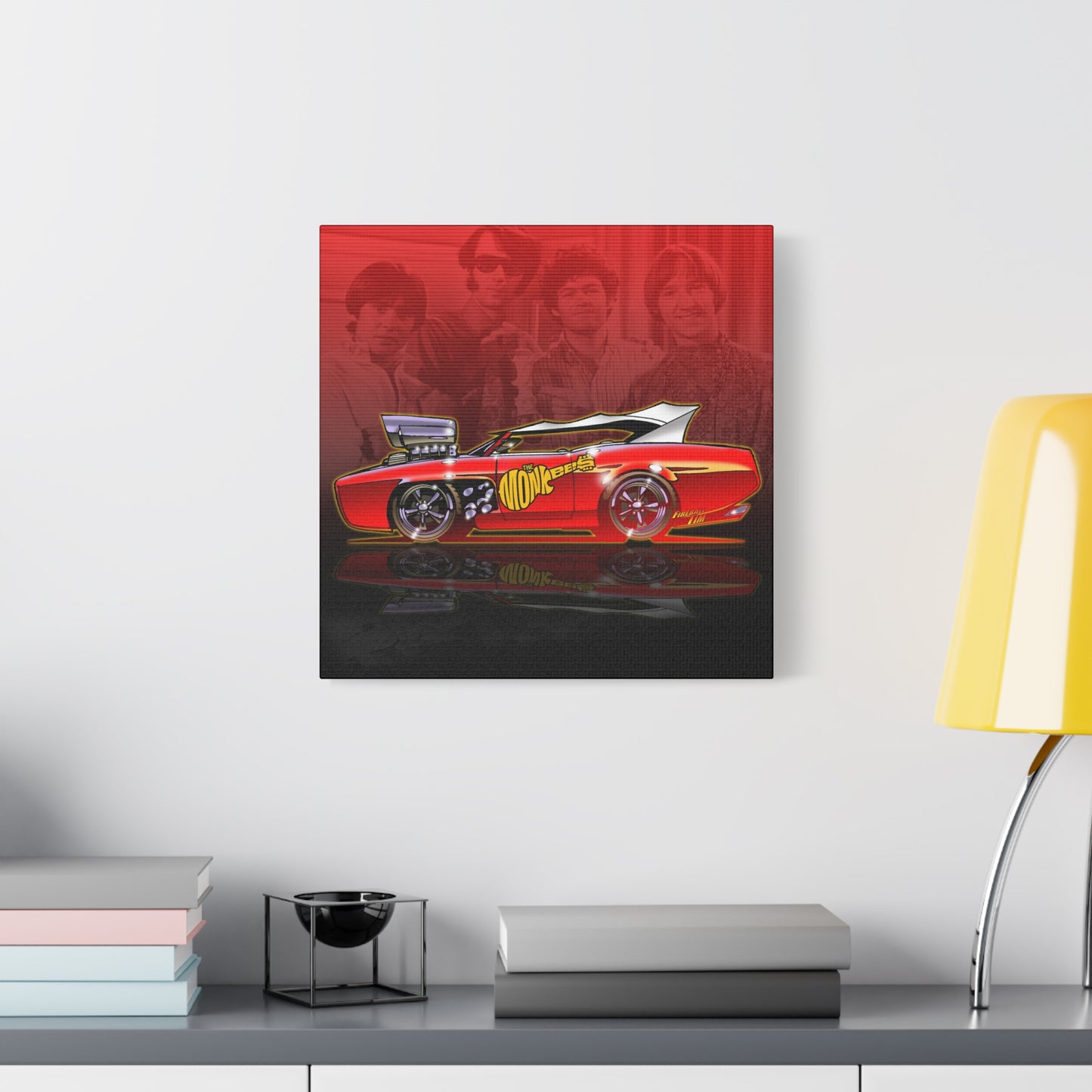 THE MONKEES Monkeemobile Fireball Canvas Art Wall Print
