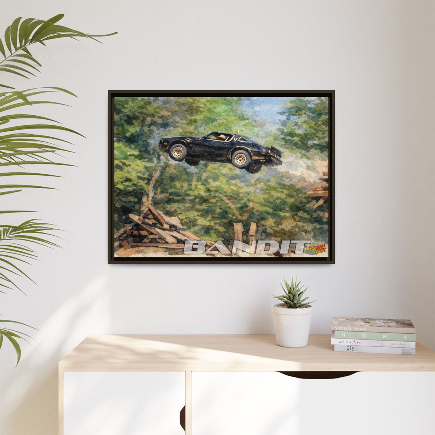 SMOKEY AND THE BANDIT TRANS AM WATERCOLOR PAINTING Fireball Movie Car Canvas Print - Framed 24x18
