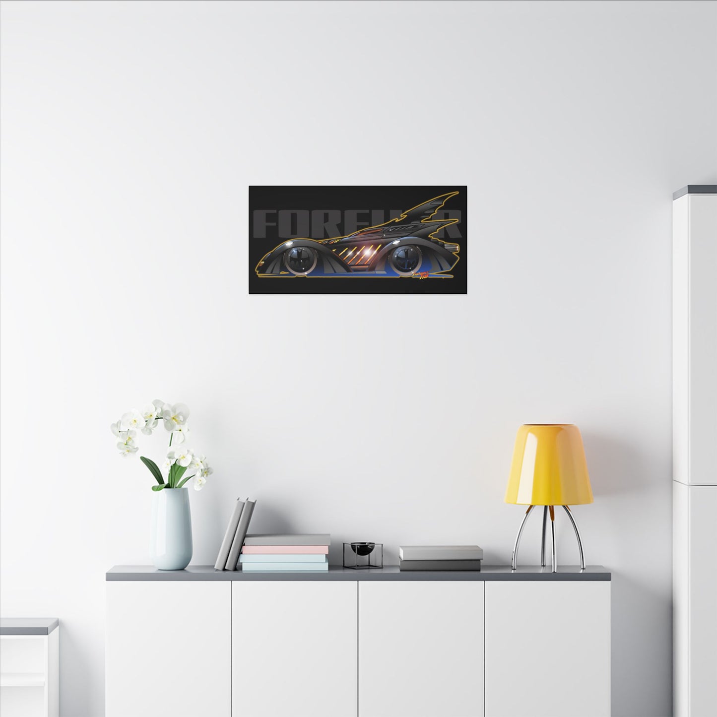 BATMAN FOREVER BATMOBILE Fireball Art Canvas Print
