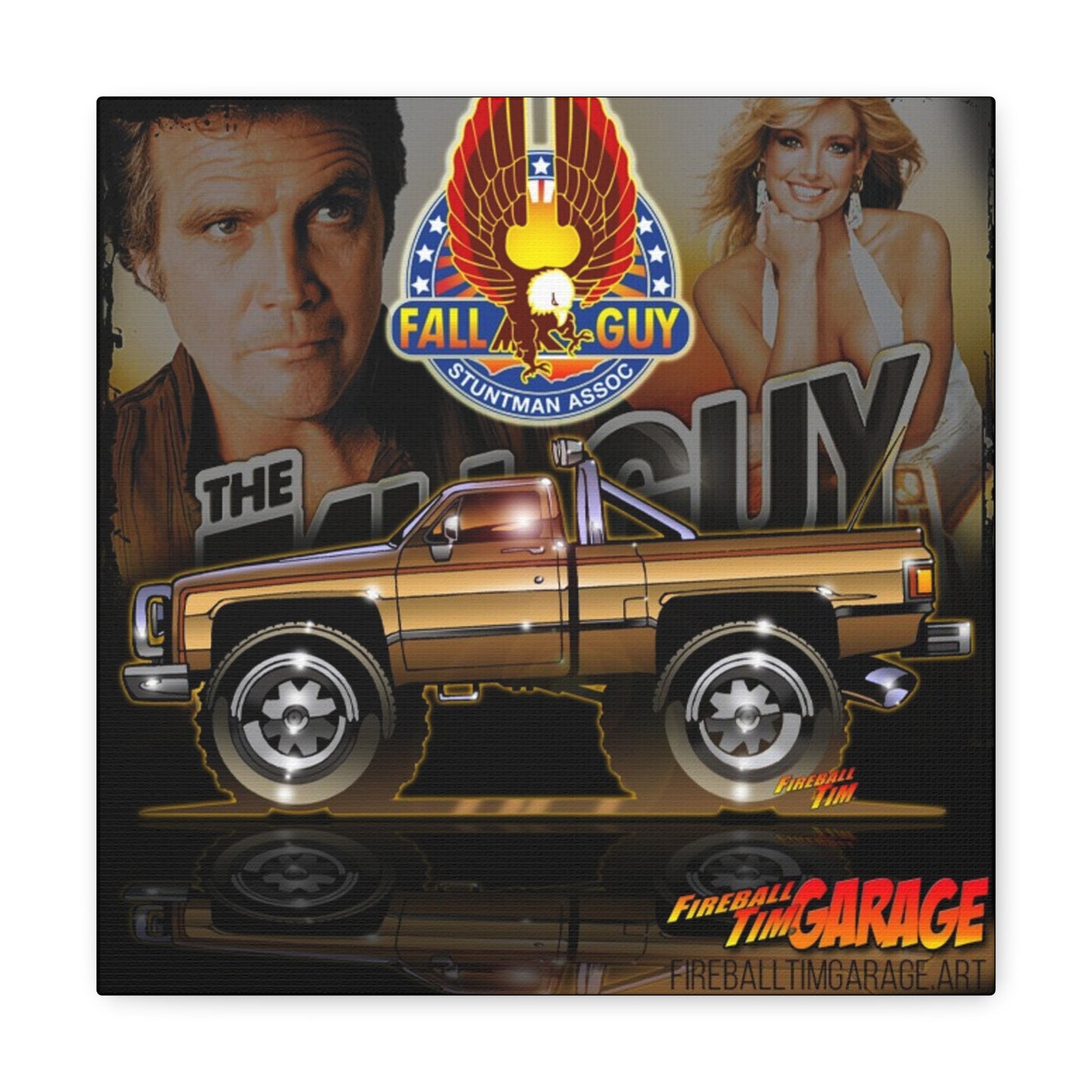 THE FALL GUY 1982 GMC K-2500 TV Show Canvas Gallery Garage Art Print 12x12