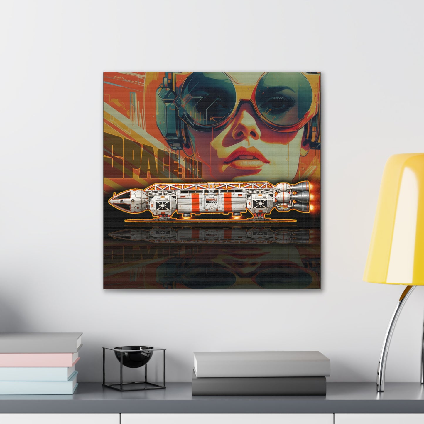 SPACE 1999 EAGLE RESCUE Spaceship Collectible Fireball Art Canvas Stretched Print
